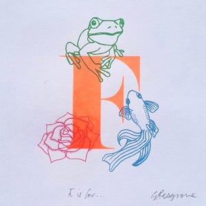 Letter F (orange) original artwork
