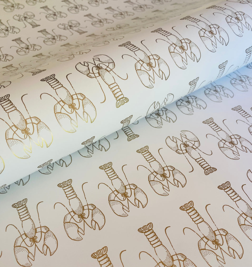 Lobster wrapping paper in gold