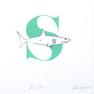 Letter S (green) original artwork