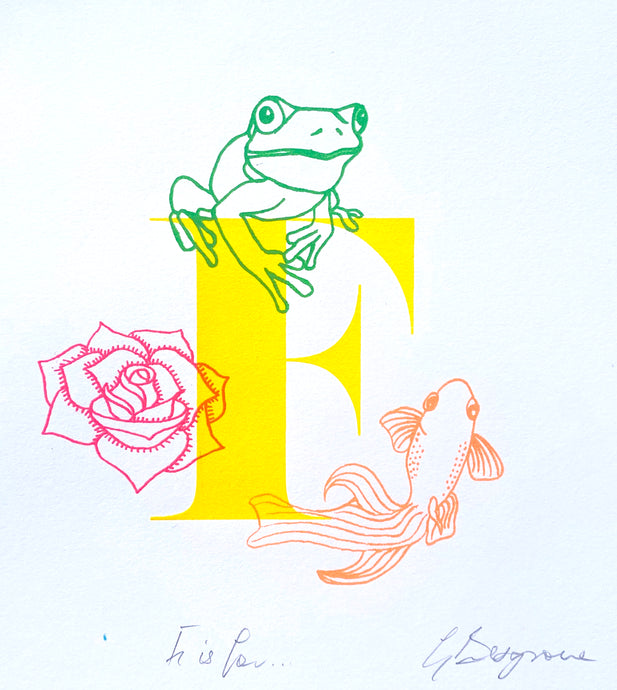 Letter F (yellow) original artwork